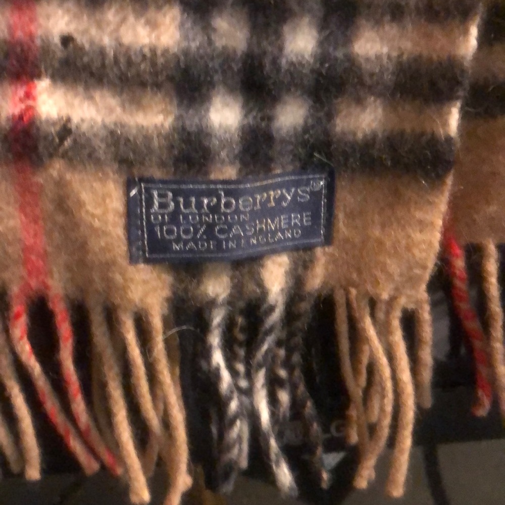 Burberry Hundred percent cashmere tan scarf, authentic vintage designer